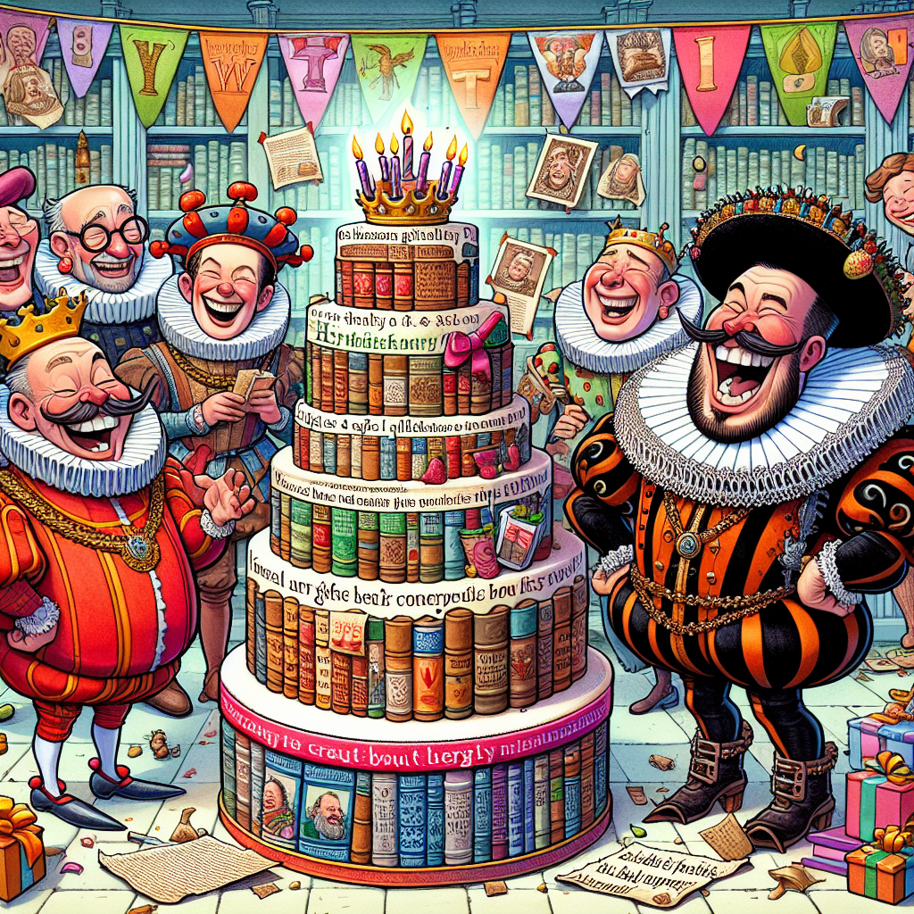 In this cartoon birthday party, a comical caricature that resembles an unnamed historical king, known for his robust physic and flamboyant attire, chuckles next to a whimsical cake designed to look like a bookshelf. Each layer of the cake playfully represents different books about his rule. Cartoon individuals clad in attire indicative of the reign's distinct style, with exaggerated puffy sleeves and ruffs, share laughter while exchanging gifts wrapped in old-fashioned, parchment-like paper. Clever and amusing references to an era of European history decorate the numerous banners and book spines. The whole scene is permeated by a spirited ambiance that artfully blends medieval aesthetics into the birthday theme.
Generated with these themes: Books Henry the 8th.
Made with ❤️ by AI.