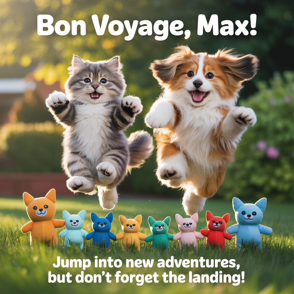 Cat,dog, Dancing, Craft, Jumping, Cute, Soft toys, and Farewell Card