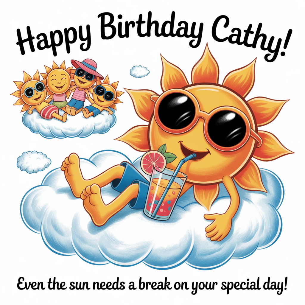 Sunbathing the sun signing family, and Birthday Card