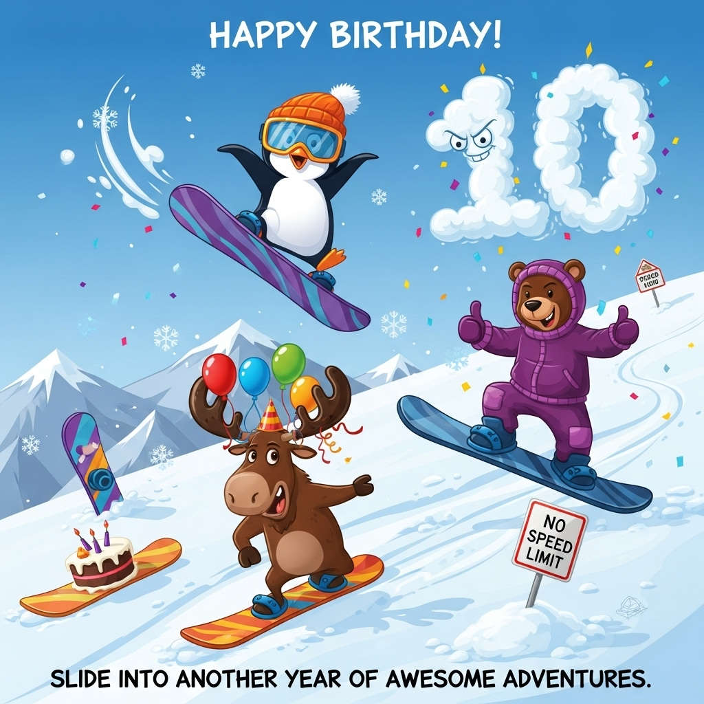 Snowboarding, and Birthday Card