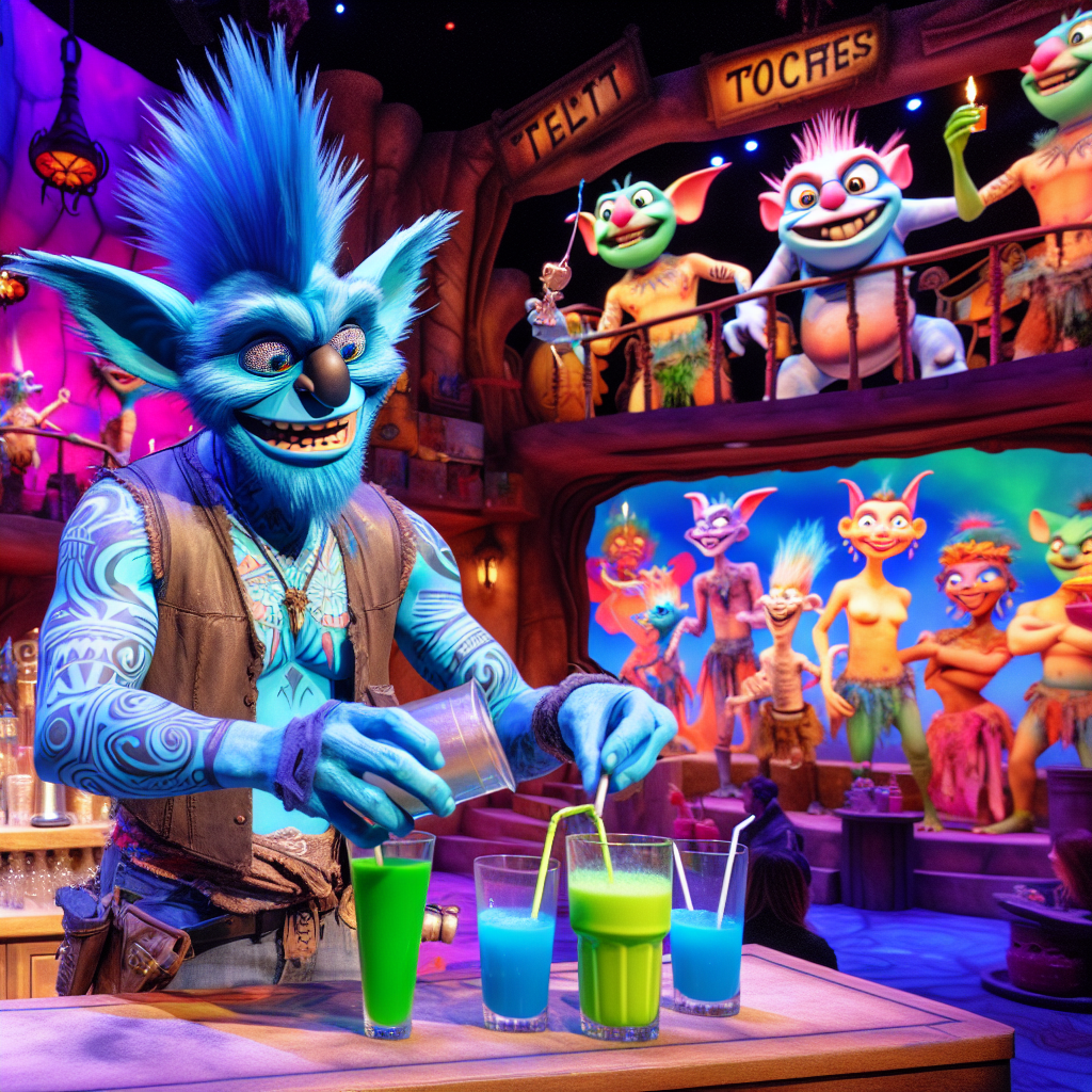 In an upbeat animated environment, a lively scene features a blue, spiky-haired alien creature, bearing a resemblence to a koala, engaging in the act of concocting colorful beverages, his eyes shimmering with light-hearted mischief. On the bodies of the attending characters, tattoos showcasing generic fantasy figures that capture the spirit of timeless animated storytelling are present, combining elements of playfulness and fondness for the fantastical. The atmosphere is crackling with the excitement for an imminent dramatic spectacle, with the stage adorned with imaginative and oversized props that encapsulate the narratives seen in animated tales. The space rings with the sound of laughter as the comically exaggerated, birthday-themed play takes place, showcasing a spirited theatrical vibe unique to this distinctive celebration.
Generated with these themes: Cocktails, Stitch (Disney), Tattoos, Theatre, and Anime.
Made with ❤️ by AI.