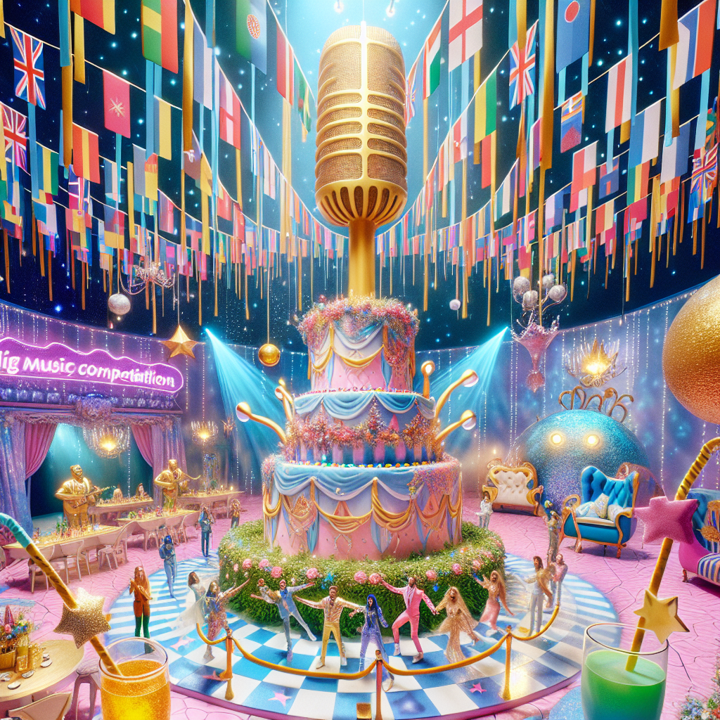 In a surrealistic birthday setting that combines the wonder of a magical world with the lively atmosphere of an international music competition, guests enter a whimsical room. Around the ceiling hang enchanted ribbons in the colors of various competing nations, fluttering as though under the influence of a charming wind. A centerpiece cake stands tall and elaborate, decorated with beautifully styled icing that resembles a famous microphone trophy of big music contests, and boasting three unique toppers: a magical wand, a flying brush, and a golden mystical ball. Around the cake, sparkling and shimmering mystical drinks double as beverages. Each corner of the room has an interactive feature, including two rival music stands presided over by a generic animated host, encouraging guests to sing their favorite songs from big music competitions under the intermittent illumination of magical stage lights.
Generated with these themes: Eurovision kit connor joel dommett Harry potter.
Made with ❤️ by AI.