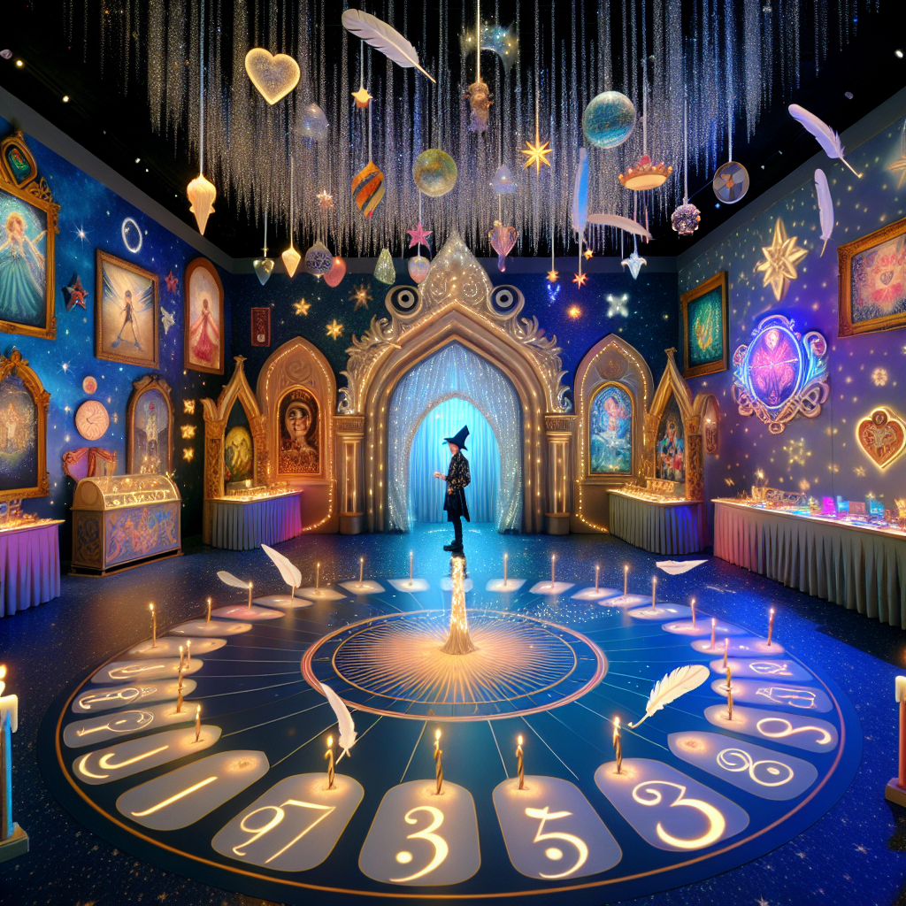 Imagine a creative birthday venue that merges a popular fantasy series and an international song contest into one magical blending of reality and fantasy. The venue's entrance is marked by an archway of glittering stars that guides guests into a grand hall. The heart logo of the song contest rhythmically lights up in sync with captivating melodies. The decorations echo the iconic imagery of the cherished fantasy series, featuring floating candles and animated paintings, and there's an innovative touch, a point system from the song contest for guests to earn points for their 'house'. A magical photo booth is positioned at the leading edge of the room, offering visitors the unique experience of trying on an enchanted hat. Birthday congratulations are written by feathers that cause each word to hang in the air. An enchanted figure who regularly appears from behind a veil of levitating vinyl records, assumes the role of the night's guide, his figure emerging along with illusions of renowned magical figures and famed musicians.
Generated with these themes: Eurovision kit connor joel dommett Harry potter.
Made with ❤️ by AI.