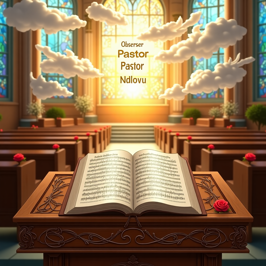 In the foreground of the card, envision a beautifully crafted wooden pulpit, intricately carved with vine patterns that intertwine up its sides. Resting atop the pulpit is an open Bible, its pages slightly ruffled as if a gentle breeze is passing through the church. The sunlight streams through a stained-glass window, casting colorful reflections on the pages, revealing a passage from Psalms that speaks of joy and celebration. To the left of the pulpit, an ornate organ stands proudly, its golden pipes glinting in the light. Sheet music rests on the organ's stand, displaying a hymn of joy that seems to echo silently through the scene. In the center of the card, high above the altar, is a heavenly depiction of clouds parting to reveal the name "Overseer Pastor N. Ndlovu" written in golden letters, surrounded by musical notes that dance like a chorus in the sky. In the background, the church's wooden pews are faintly visible, each one adorned with a single red rose placed at the end, symbolizing love and admiration. Above it all, a choir of angels, painted in soft pastels, appears to sing from the rafters, their presence a nod to the theme of preaching. Each element is meticulously detailed, creating a narrative that intertwines faith, music, and celebration into one solemn, yet joyful birthday greeting.
Generated with these themes: Church, Bible, Music, and Preaching.
Made with ❤️ by AI.