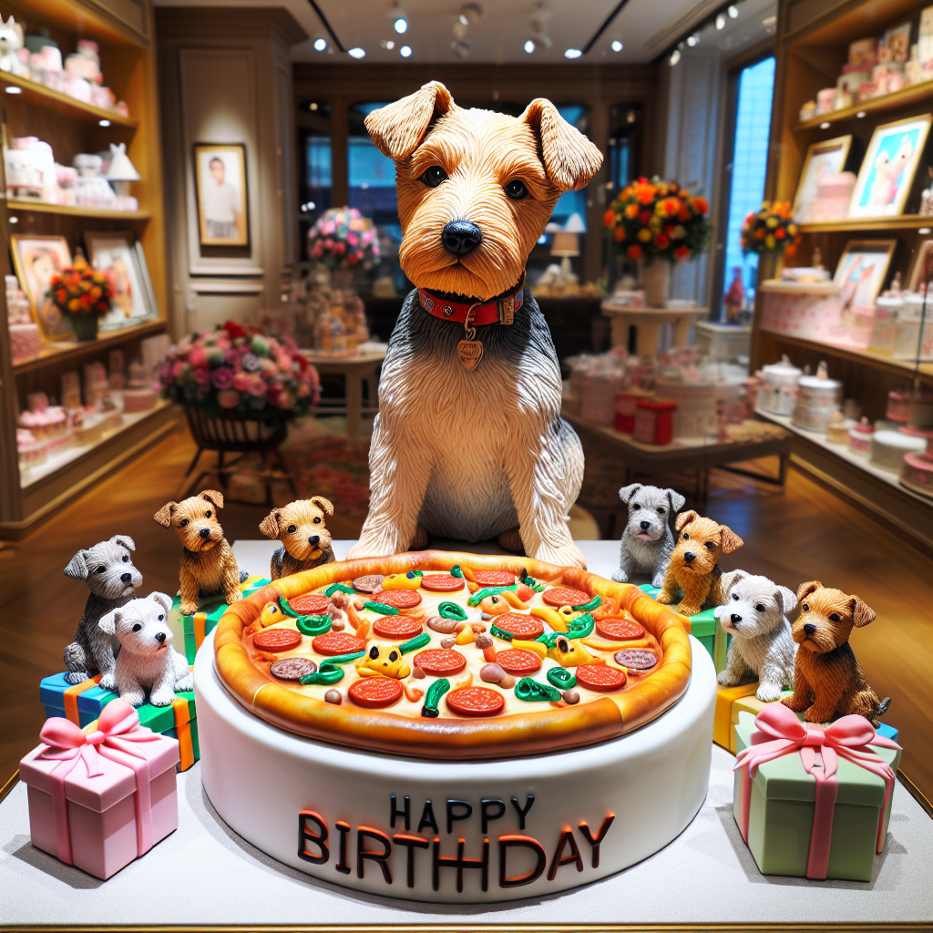 Envision a cozy birthday environment radiating realistic charm. The room is adorned with delightful and lifelike Patterdale Terrier figurines. These cute dog depictions are scattered throughout the room, some playfully positioned atop colorful birthday packages wrapped in bow-tied ribbons. Dominating the center of the room is an elaborate pizza-themed birthday cake, meticulously designed with toppings made to resemble pepperoni and vegetables. The space exudes a heartfelt warmth, brimming with delightful whimsy that makes it the perfect setting for a joyous celebration.
Generated with these themes: Patterdale Terrier , and Pizza.
Made with ❤️ by AI.