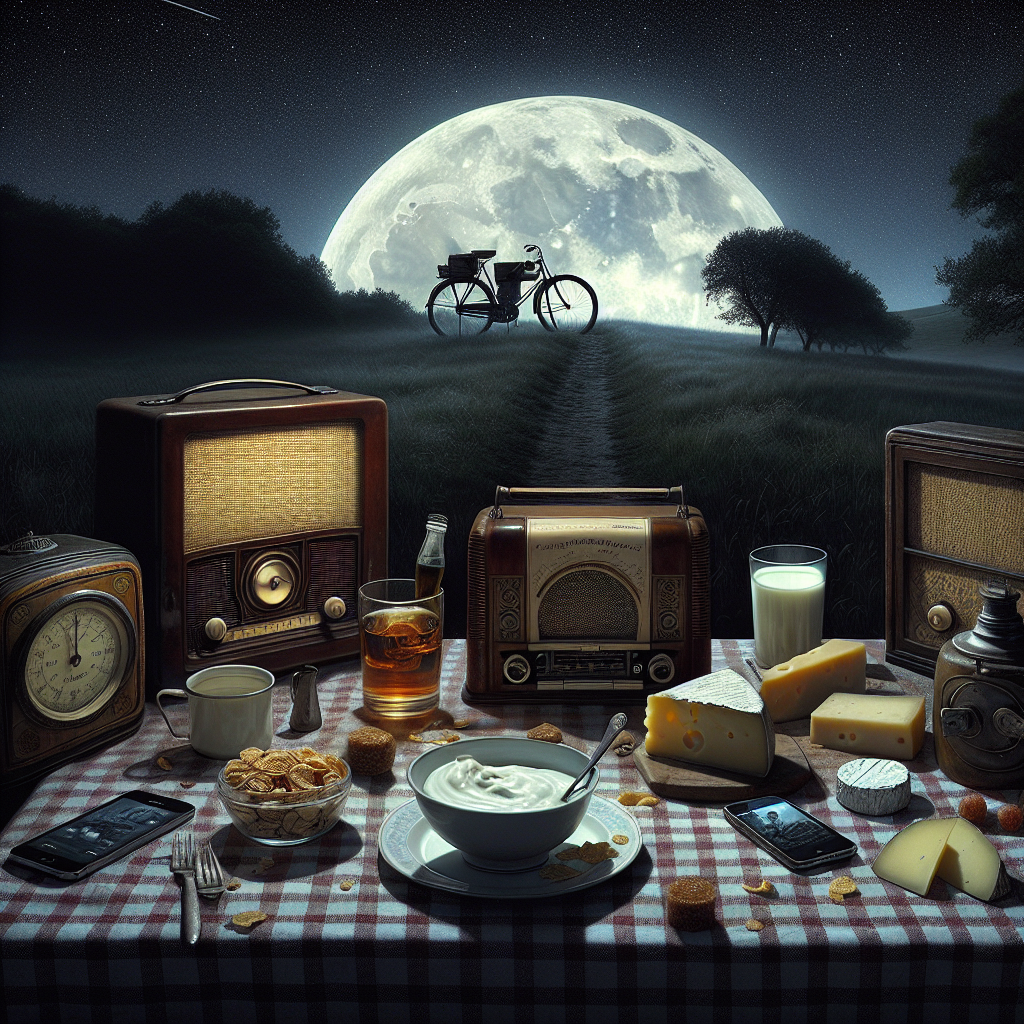 Hill hiking, Cycling , Old radios, Yoghurt and cereal, Night sky, Whiskey, Electronics, and Cheese Fathers-day Card