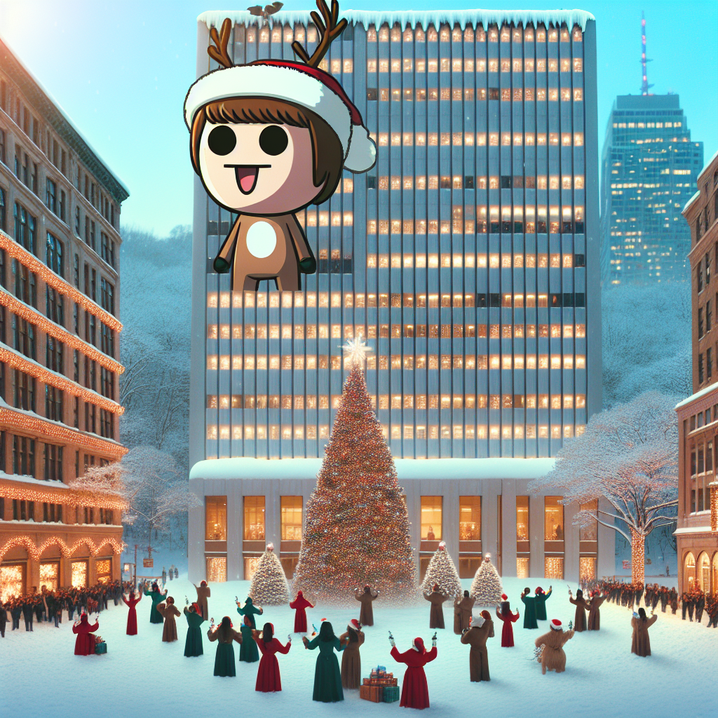 This delightful Christmas illustration captures the essence of the festive season through a snow-covered town square, complete with a towering Christmas tree and joyful carolers. The addition of Die Hard's Nakatomi Plaza in the background, draped in Christmas lights, and a cartoonish John McClane wearing reindeer antlers atop the building, nods to the classic movie in a festive and humorous manner.
Generated with these themes: Die hard.
Made with ❤️ by AI.