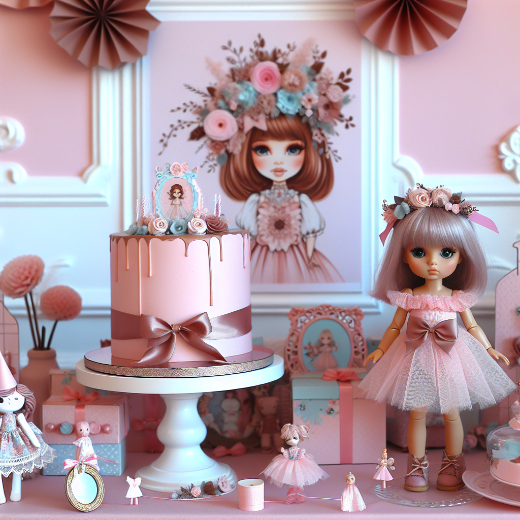 Picture an enchanting birthday party with a charming fashion doll as the star of the show. Gentle, soft shades of pink encapsulate the scene, reflecting the joy of a little cousin's gathering. Whimsical brown details provide a playful contrast, present in designs adorning the walls and on a centerpiece cake adorned with pink frosting. This adds a touch of sweetness to the unforgettable celebration.
Generated with these themes: Diva, Barbie, Cousin, Chocolate, and Pink.
Made with ❤️ by AI.