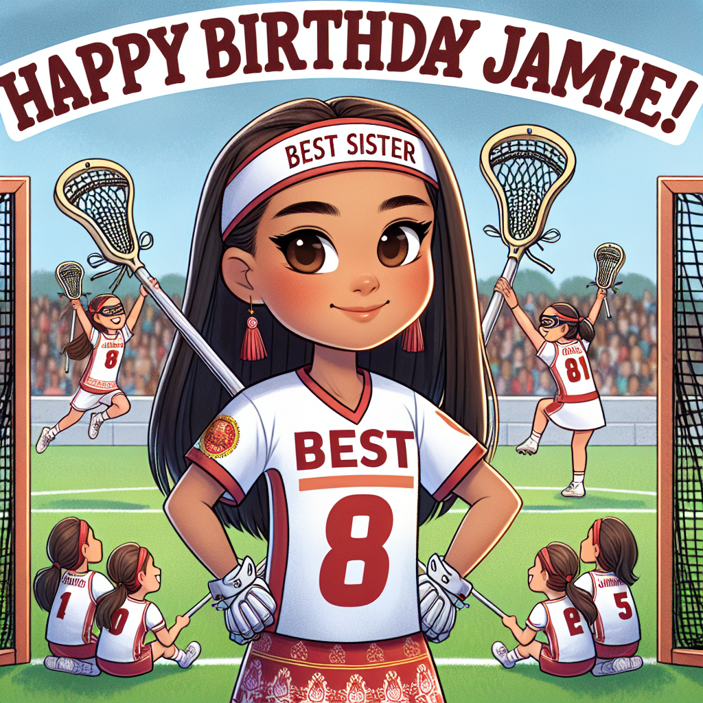 Happy Birthday Jasmine!, Best sister, Cambridge, Lacrosse, Team captain, Sporty, and Half-Chinese Birthday Card