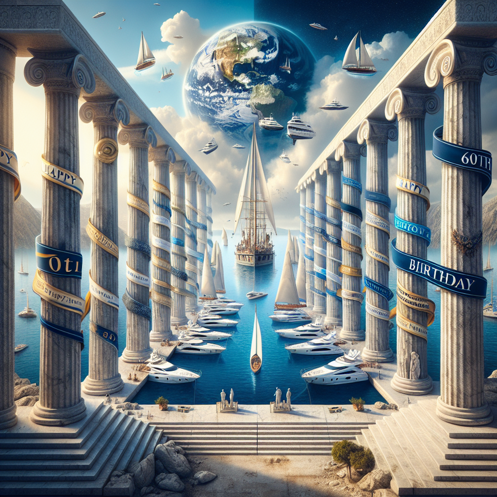 Envision a surreal scene set against a timeless Greek harbor in celebration of a 60th birthday. The edge of the world teems with yachts that not only sail the seas but also improbably traverse the skies. Stretched between two marble pillars of antiquity, a grand banner proudly proclaims, 'Happy 60th birthday.' Each yacht in the harbor is festooned with a banner marking the same event, their sails puffing out as though they act as bridges between the terrestrial and celestial domains. This composition masterfully interweaves the tangible and the fantastic, serving as both a testament to enduring time and a salute to the dreams of the person marking their 60th year.
Generated with these themes: Words in English "David Happy 60th Birthday", 60th Birthday, Greek Harbour, and Cruising Yachts.
Made with ❤️ by AI.