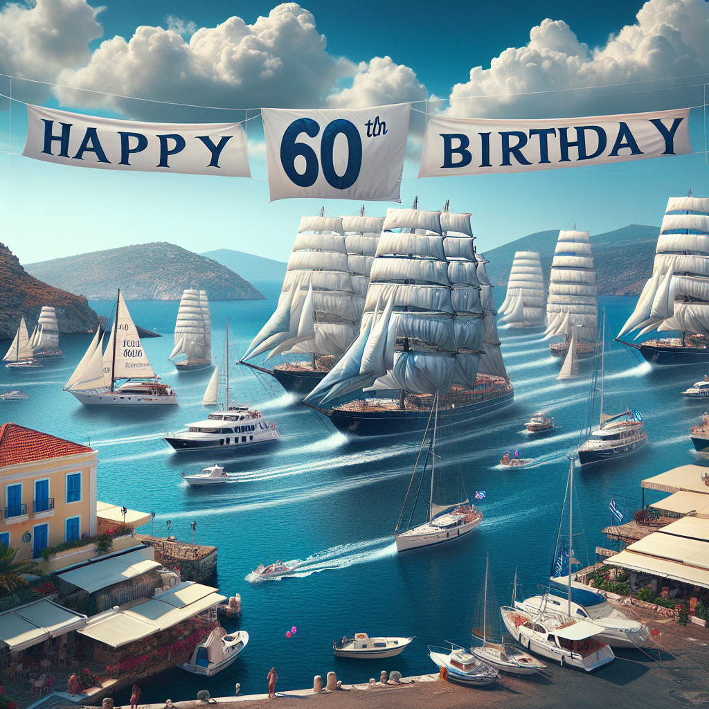 The birthday scene unfolds along the picturesque Greek harbor, where the calm water is stippled by an array of cruising yachts capsizing gently to the rhythm of the waves. Set against this charming tableau, a grand banner proclaims 'Happy 60th Birthday' in vivid letters, fluttering in the sea breeze. The picturesque setting takes an unexpected pivot, emboldening the yachts to sail through the air, intertwining with the fluffed-up clouds and infusing the scene with an almost ethereal atmosphere. The 60th birthday celebration for an unnamed individual intertwines dream and reality, marking this impressive milestone amidst a landscape where the ordinary is dusted with the uncanny.
Generated with these themes: Words in English "David Happy 60th Birthday", 60th Birthday, Greek Harbour, and Cruising Yachts.
Made with ❤️ by AI.