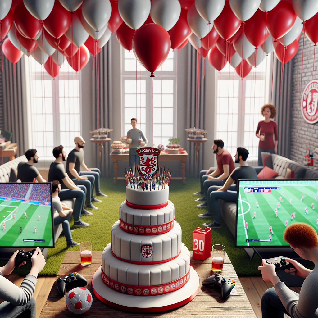 Imagine a room brimming with the enthusiasm of football and gaming aficionados, particularly those devoted to a certain English football club and a popular gaming console. There are balloons floating overhead, bearing either the emblem of the gaming console or the red and white symbol of the football team. In one corner of the room, a mock-up gaming center with controllers is set up; guests are engrossed in a virtual football match. The room resonates with the soft tune of the team's cherished song. Taking center stage is a layered birthday cake, designed like stacked games of the console, with a topper figurine of a football player in red gear holding the celebrant's age.
Generated with these themes: Liverpool football club, and Playstation.
Made with ❤️ by AI.