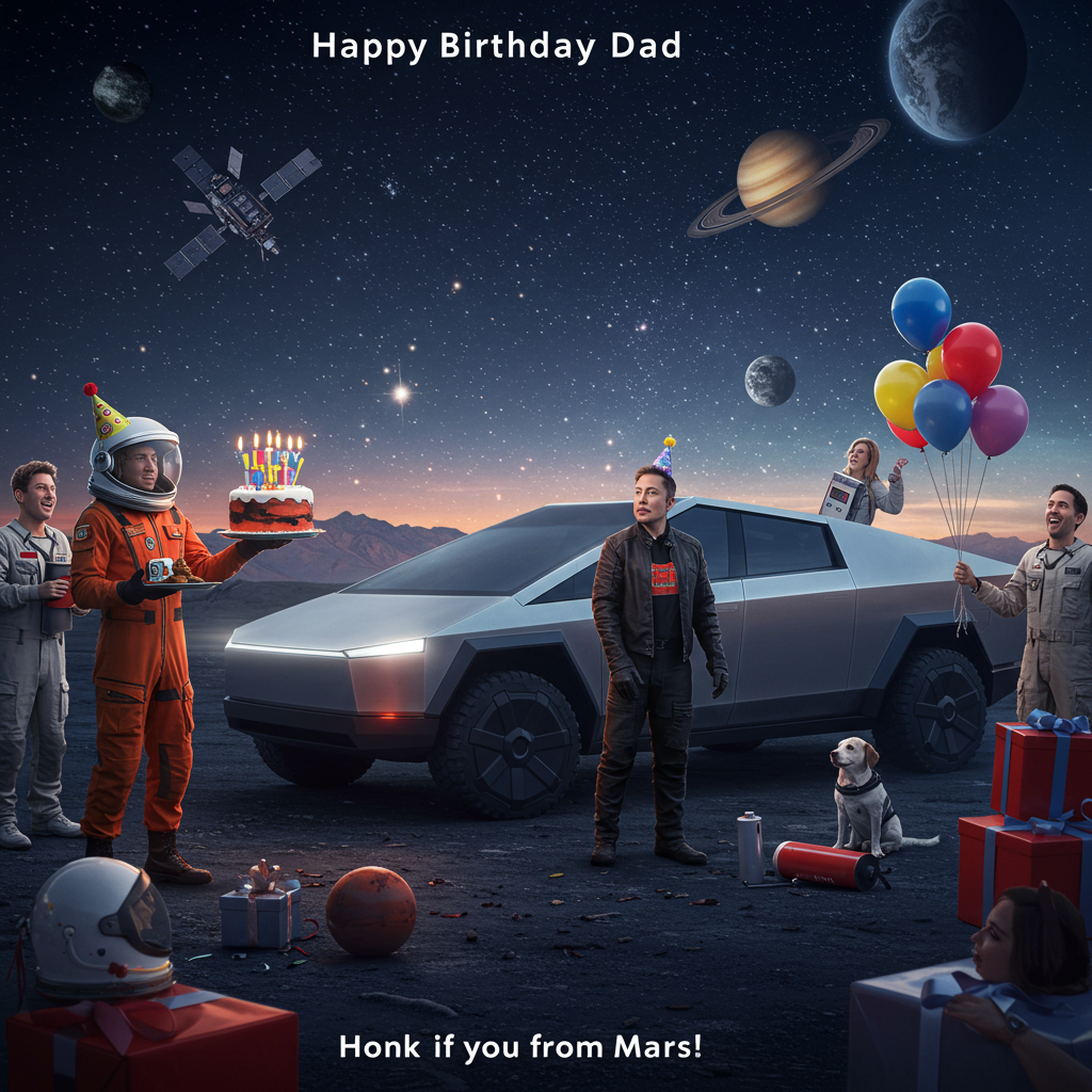 Elon musk, and Birthday Card