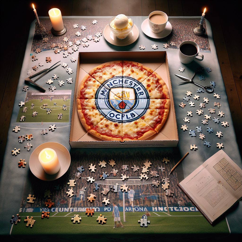 Envision a birthday celebration occurring within a warmly and softly illuminated room. Centre-stage is a big table decorated with a tablecloth featuring the motif of a popular football club, on top of which rests a mouth-watering Margarita pizza, its cheesy surface scorching and bubbling fresh from the oven. Lying scattered around the table are pieces of an intriguing jigsaw puzzle, hinting at a beloved hobby, all set for assembly. Nestled next to the puzzle is a small bowl filled with delicious vanilla ice cream, ready to offer sweet refreshment. To top off the festive scene, a cup of handcrafted coffee exudes a welcoming aroma, offering a comforting beverage to enjoy while discussing football strategies and remembering victorious matches.
Generated with these themes: Liverpool, Football , Margarita pizza, Jigsaw, Vanilla ice cream , and Coffee.
Made with ❤️ by AI.