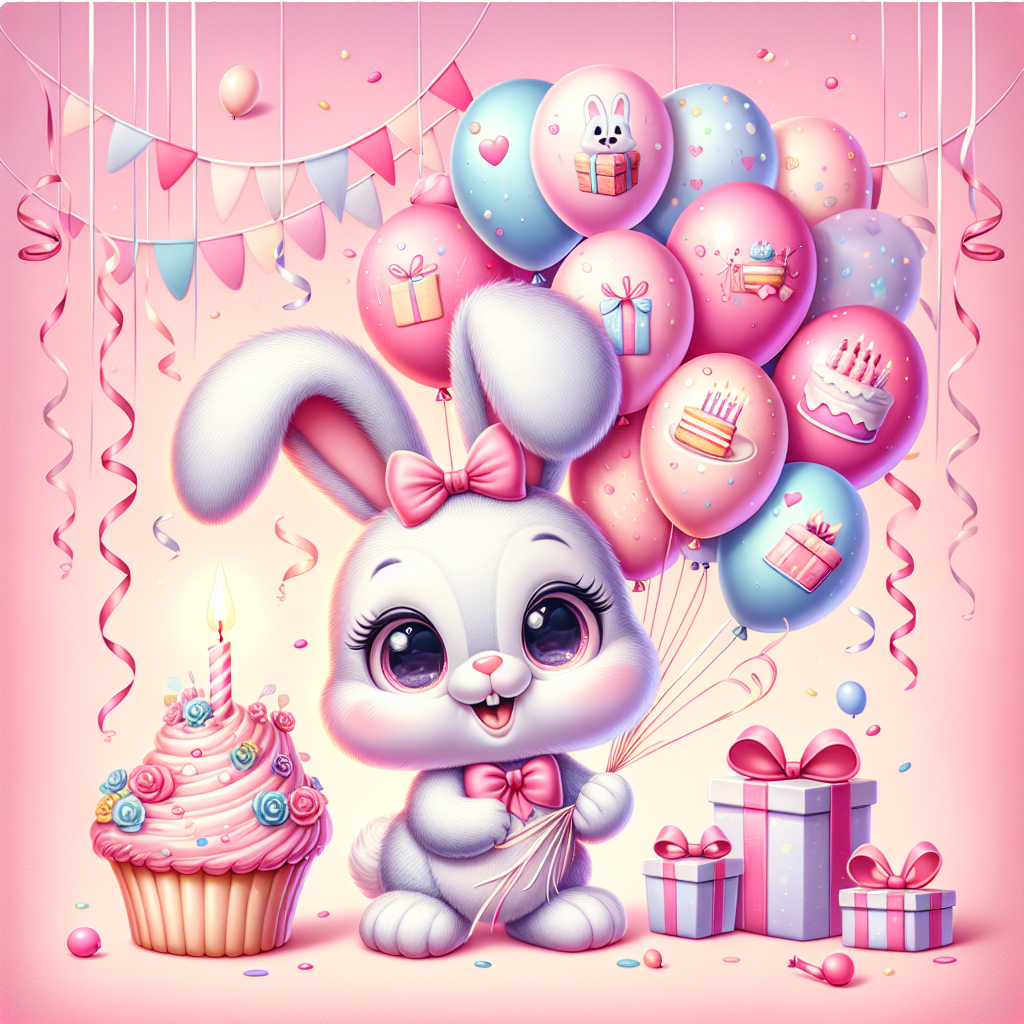 Imagine a cartoonish illustration punctuated by playful pastels. Picture an adorable bunny with its large, glistening eyes and a jovial grin set against a baby pink backdrop. The bunny adorably holds a cluster of helium balloons in diverse tones of pink. On each balloon, there is a different birthday theme design, such as a slice of cake, wrapped presents, or decorated party hats. Gently twirling streamers shower from above, gracing the scene with a festive motif. A single, grand cupcake with a lit candle occupies the foreground, as if extending a welcome to the birthday bash.
Generated with these themes: Pink, and Bunny.
Made with ❤️ by AI.