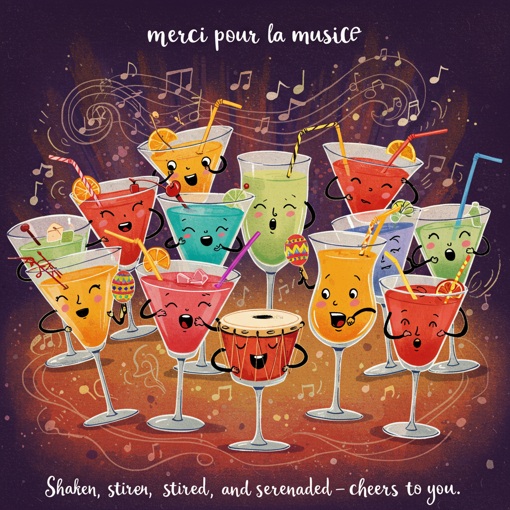 Music, choir, cocktails, colours, and Thank-you Card