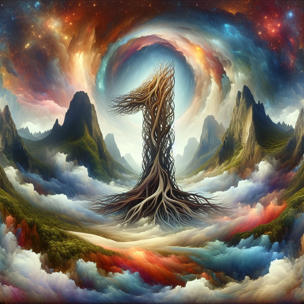 Imagine a dreamlike landscape where the traditional limits of reality are softened to commemorate a First Wedding Anniversary. At the core of the composition, the numeral 'one' is formed from intertwined tree roots, embodying growth and unity. This central motif resides within a mystical depiction of St Lucia, where towering mountains rise, acting as protectors of love, their summits blending with the endlessness of space. Surrounding the mountains, colors swirl and mingle in a cloudy embrace, encapsulating the profound depths of love that has blossomed over the span of a year.
Generated with these themes: First wedding Anniversary , Love, and St lucia.
Made with ❤️ by AI.