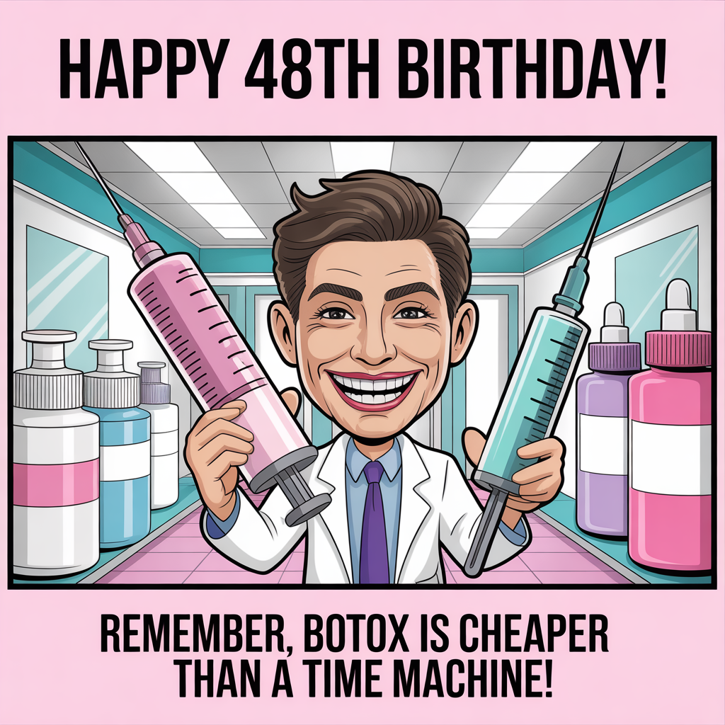 He is a aesthetic physician it has to be in a clinic setting with syringe in hand, and Birthday Card