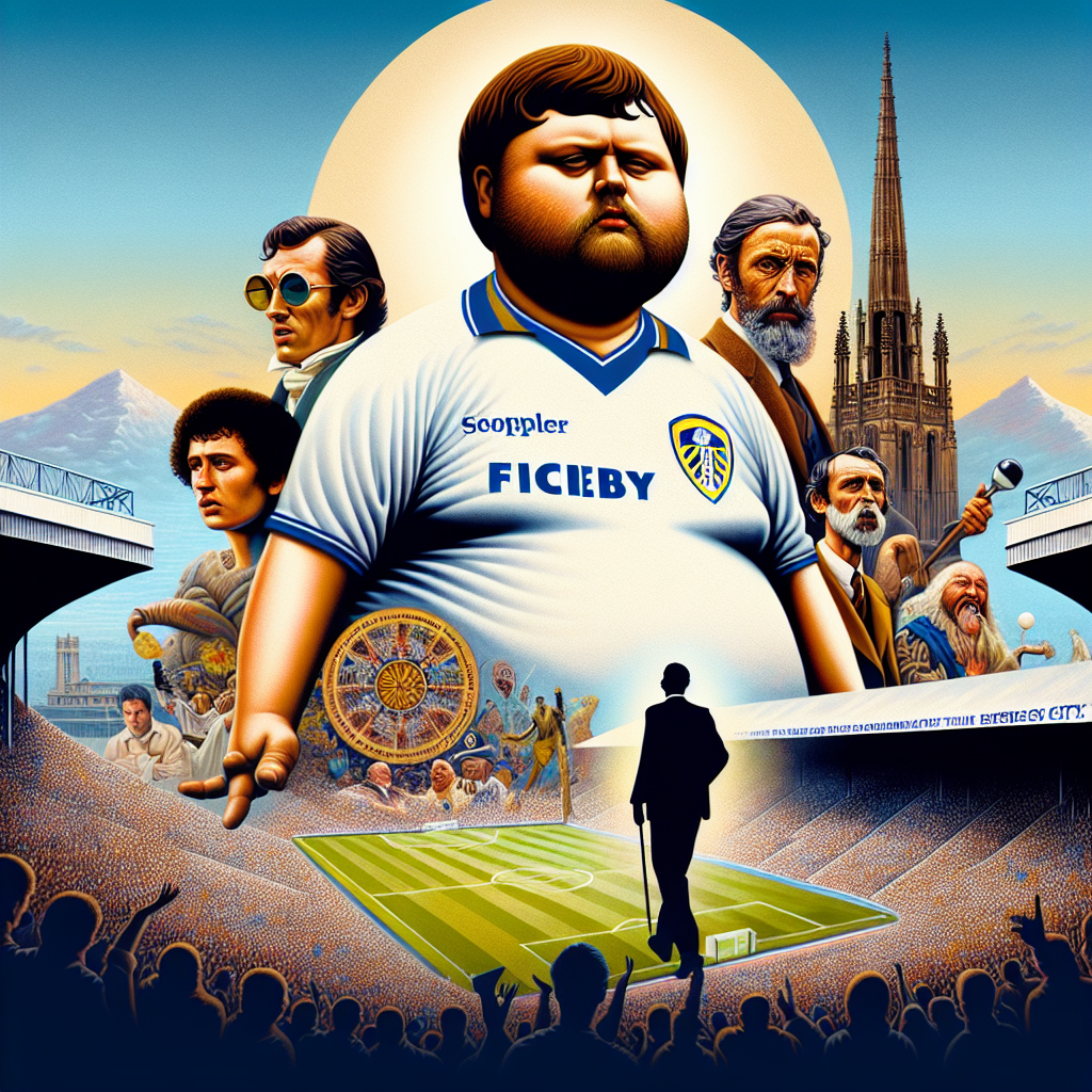 Visualize a Surrealistic artwork encapsulating the essence of a monumental journey. The central figure is a portly middle-aged man of undisclosed descent, symbolizing perseverance, characterized by his lack of beard and amusing bowl-cut brown hair. He's dressed in the fictive Leeds City Football Team colors, acknowledging your unwavering loyalty. The silhouette of a famous stadium forms the backdrop, shrouded in the ambiance of conquered challenges. A trace of an unidentified ancient spell subtly permeates the scene, representing past difficulties. His uniquely large fingers and a notably larger leg are exaggerated traits that contribute to the surrealistic mood. His expression is one of grimacing, symbolizing the discomfort often associated with personal growth. Here you stand, triumphant and celebrated.
Generated with these themes: Fat 50 year old no beard fat white man with brown hair in a bowl cut, Leeds United Football Club , Wembley stadium , Losing, Gypsy curse, Fat fingers, One fat leg, and Cringing .
Made with ❤️ by AI.