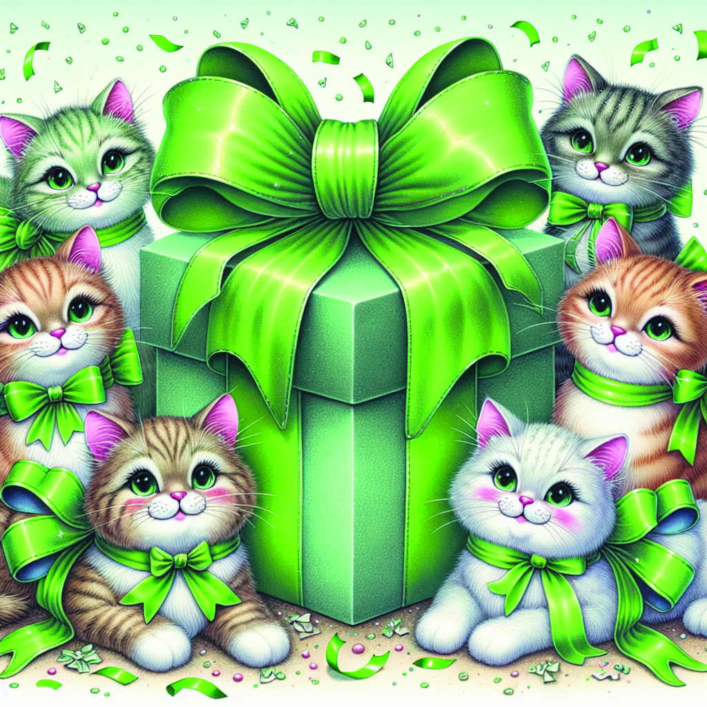 Cats and green Birthday Card