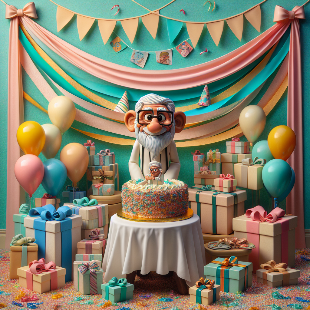 Imagine a cartoonish birthday setting radiating with charm, with a whimsical uncle character of Middle-Eastern descent positioned at the center amidst a flurry of wrapped gifts and colorful party hats. The atmosphere resonates with casual festivity, marked by streamers artistically draped in gentle loops from one corner of the room to the other. Situated centrally, a cake garnished liberally with colorful sprinkles sports a quirky, bespectacled uncle figurine atop. The color scheme teems with inviting warmth, interspersed with pastel hues of blues, pinks, and yellows, wrapping up the entire scene in a soft celebratory glow.
Generated with these themes: Uncle.
Made with ❤️ by AI.