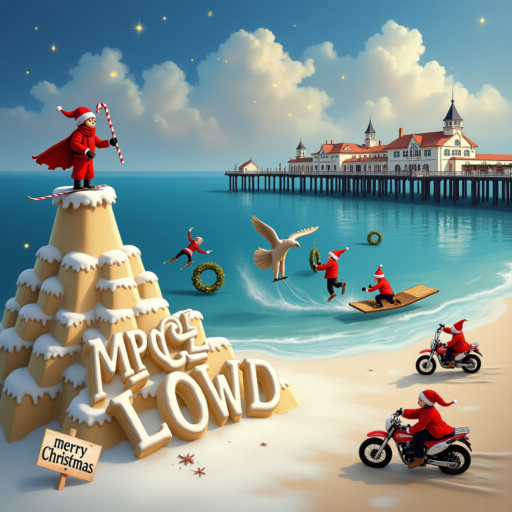 Bournemouth, Diving, Skiing, Motorbikes, and Lord of the Rings Christmas Card
