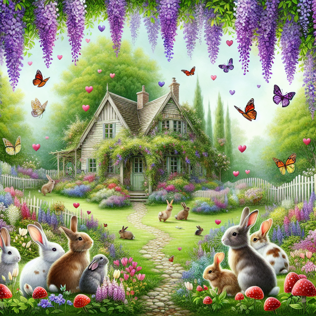 Wisteria, Ladybird, Rabbit, Cottage, Garden, Hearts, and Butterfly Mothers-day Card