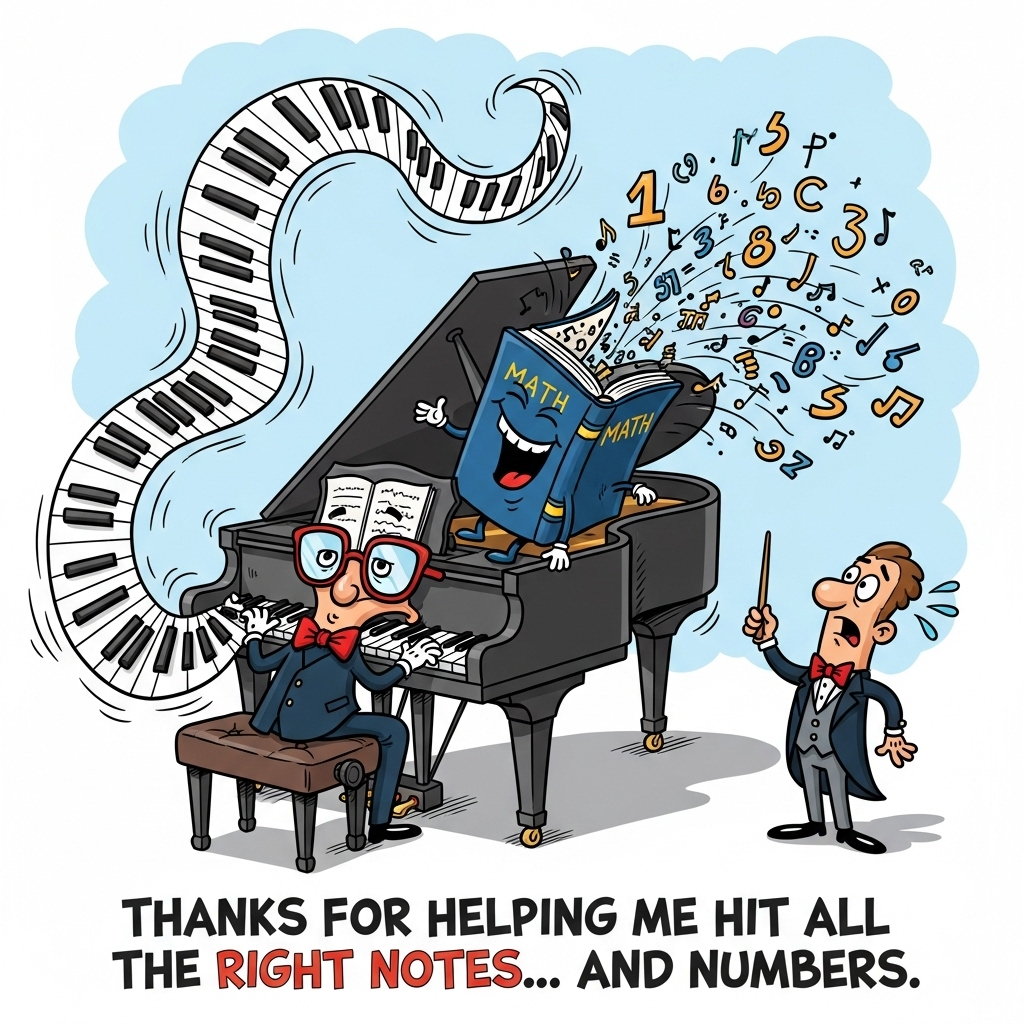 Piano, maths, and Thank-you Card