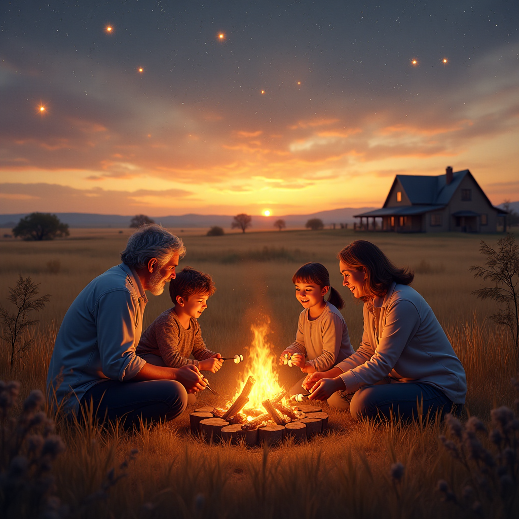 Farm life, Sweeping ranchland, Family gatherings, Campfires, Grandchildren, and Birthday Card