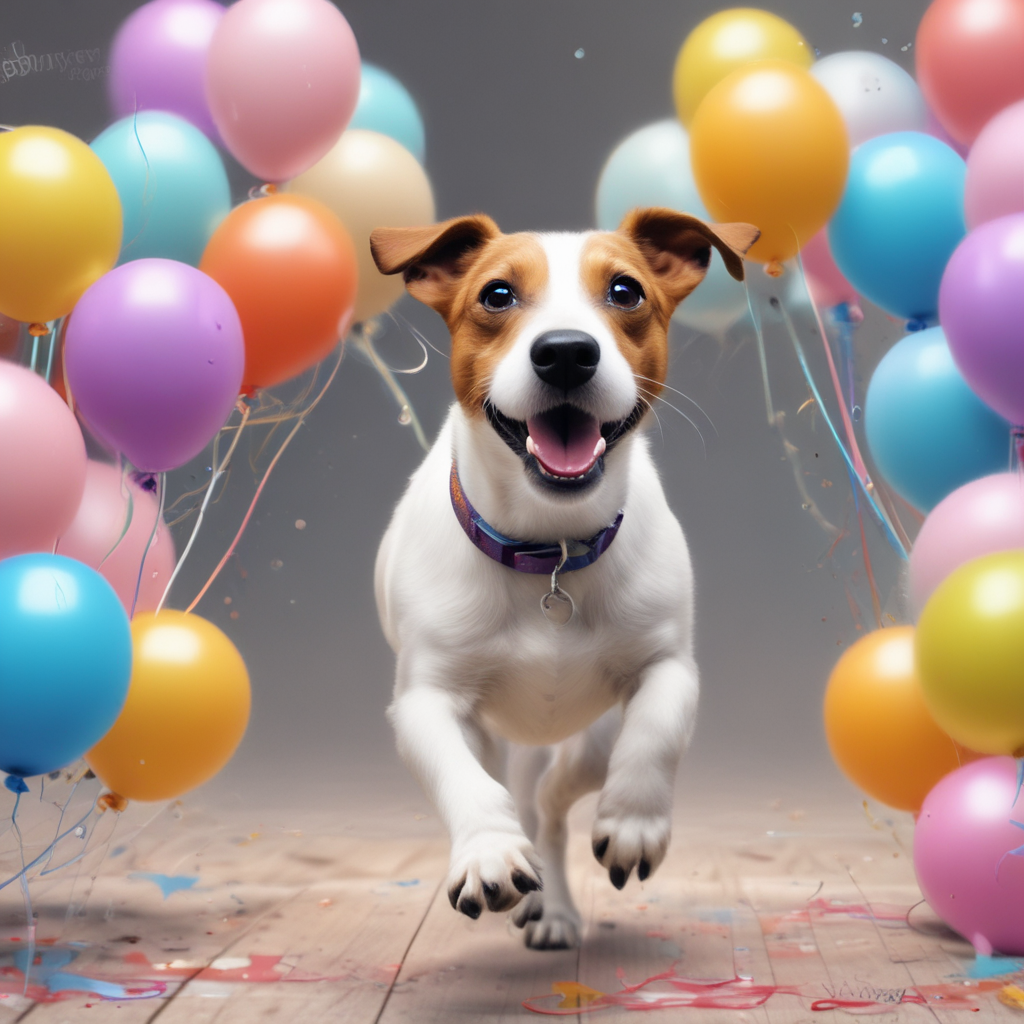 Realistic Cute, Generate an image depicting a charming and lifelike birthday scene. The background is filled with festive balloons and streamers of a soft, pastel palette. The central figure in the image is a Jack Russell Terrier, captured mid-stride, its muscles sharply defined and eyes energized, channeling the motion of running. The dog is further characterized by wearing a delicate party hat. Additionally, intricately incorporate the number '50' into the scene, blending it artistically with paw prints and tiny bones. This entire composition signifies the celebration of a lively 50th birthday party.
Generated with these themes: Jack russell, Running , and 50th birthday .
Made with ❤️ by AI.