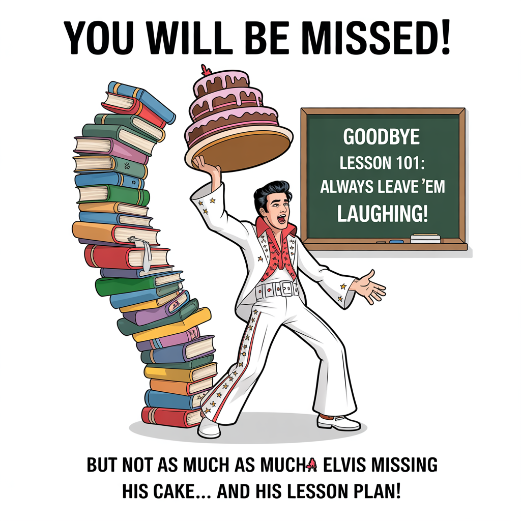 Elvis Presley , Cake, Teaching, and Farewell Card