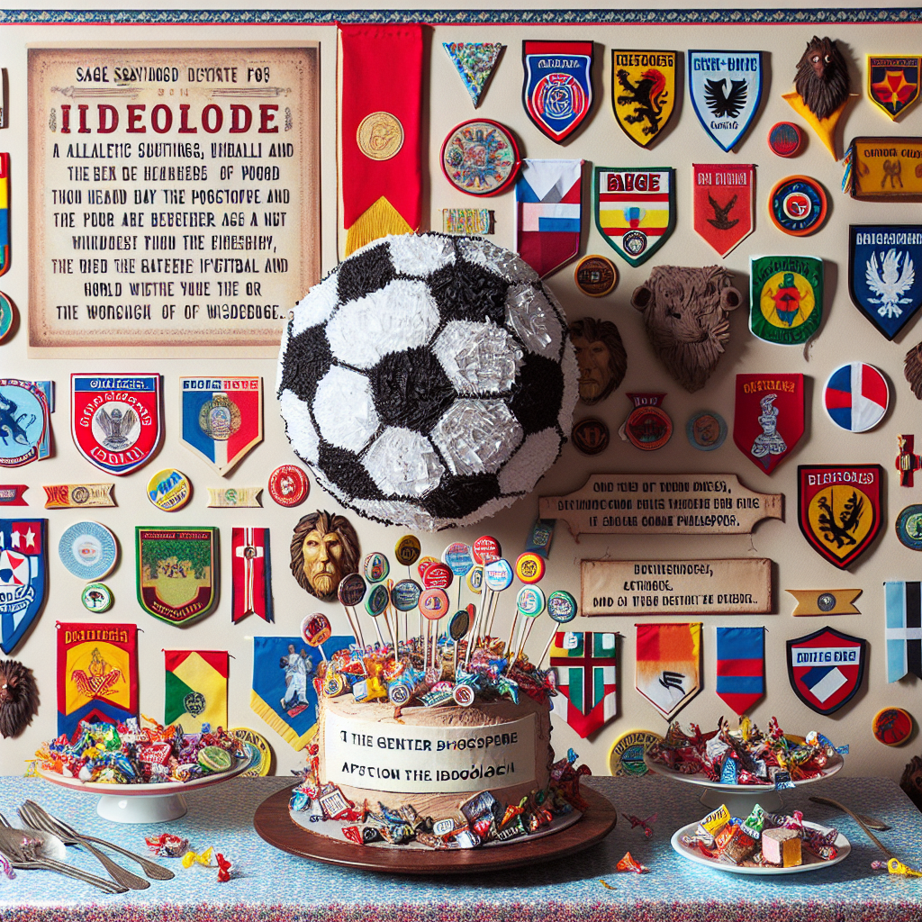 In this unique birthday setup, badges denoting different ideologies and candy wrappers fuse into an intricate canvas behind, while an allegoric football piñata pendulously hovers above. A cake, frosted with sage sayings from famous philosophers, invites discourse on the gentler aspects of ideology. Small banners from a multitude of countries jut out from the desserts, symbolizing a world brought together by the universal language of football and the quest for wisdom.
Generated with these themes: Politics, Sweets, Football, Philosophy, and International relations.
Made with ❤️ by AI.