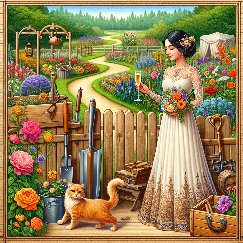 Generate a delightful birthday-themed illustration that showcases a tranquil garden scene. In the foreground, an elegantly dressed figure of South Asian descent holds a glass of champagne, their face gracing a contented smile as they admire the vibrant flowers surrounding them. A playful ginger cat weaves between the flowerbeds, adding a whimsical element. Garden tools lean against a rustic wooden fence, which suggests a passion for gardening. In the backdrop, a meandering path stretching out signifies peace and serenity, while the presence of weathered luggage and travel-themed symbols convey a strong fondness for adventuring and exploration.
Generated with these themes: Champagne, Gardening, Walking, Travel, Cat, and Flowers.
Made with ❤️ by AI.