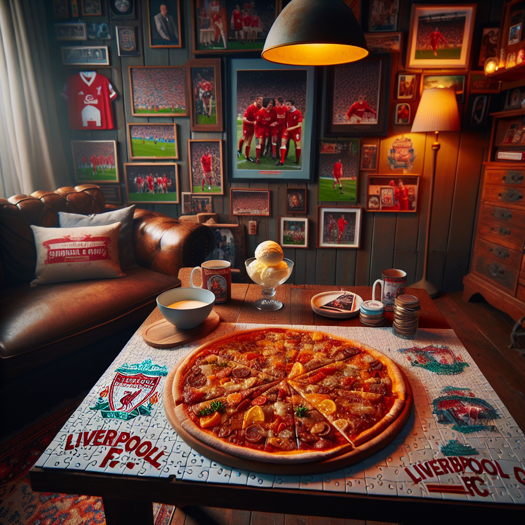 Liverpool, Pizza, Vanilla ice cream , Jigsaws, Coffee , and Football Birthday Card