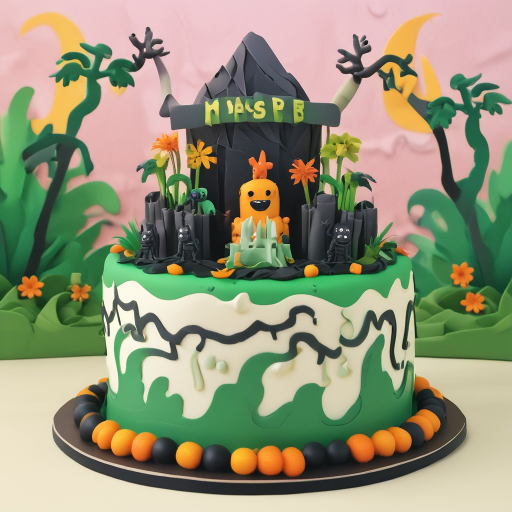 Cartoon Cute, Imagine a cheerful, cartoon-style birthday celebration atmosphere. There are vibrant streamers crisscrossing overhead in hues of green and black, serving as a playful imitation of jungle vines and martial arts training ropes. A unique centerpiece cake stands tall, architectural in its design, showcasing edible martial arts warriors in action, positioned atop a prehistoric, volcano backdrop suggestive of an ancient landscape. Surrounding the main cake, numerous adorable 'island' cupcakes follow the theme, each adorned with delightful sugar-crafted creatures and martial arts characters, extending a delicious invitation for a thrilling yet delectable adventure to the children attending the party.
Generated with these themes: Ninjago , and Jurassic World .
Made with ❤️ by AI.