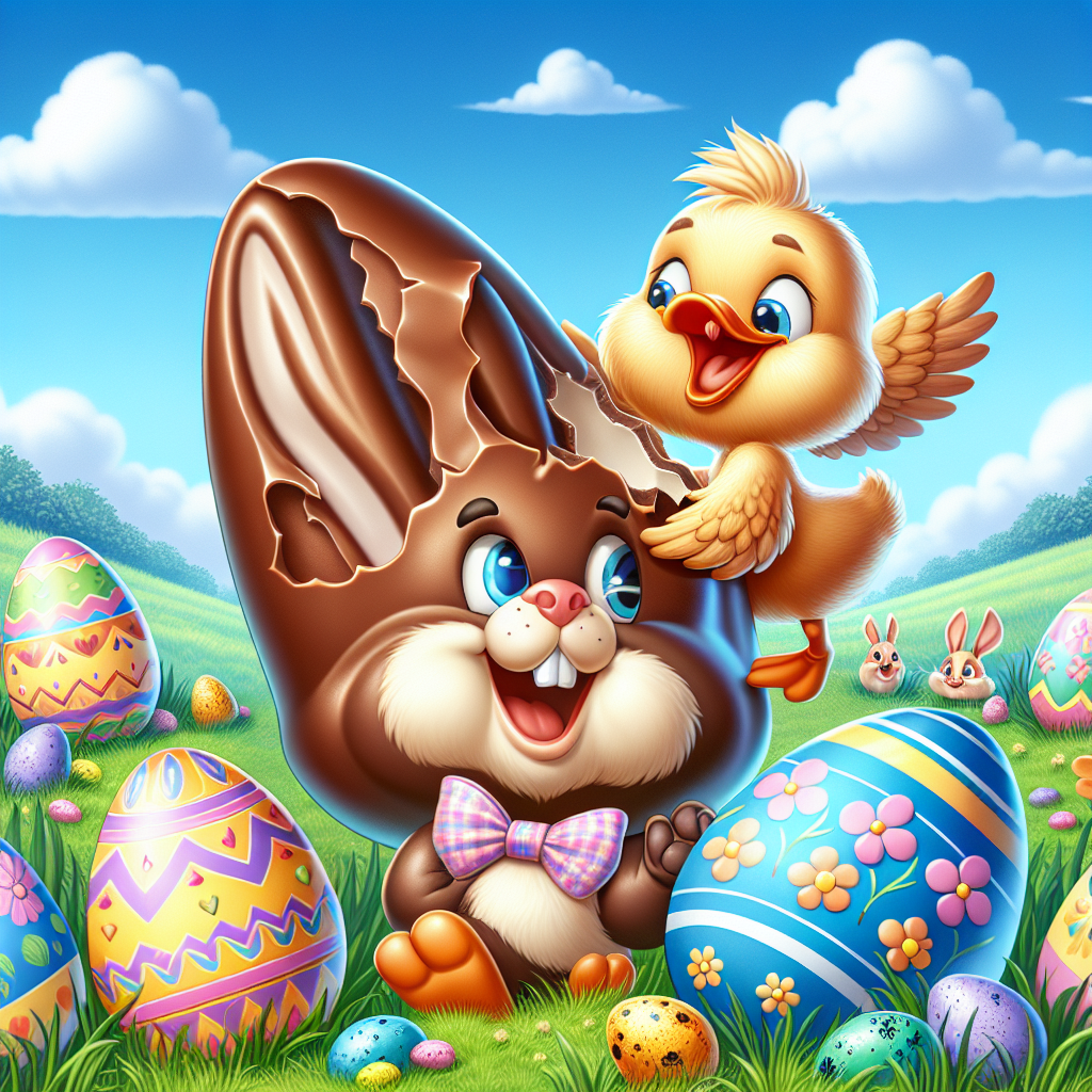 Eggs , Chocolate 🍫 , Duck , Chick , and Pig Easter Card