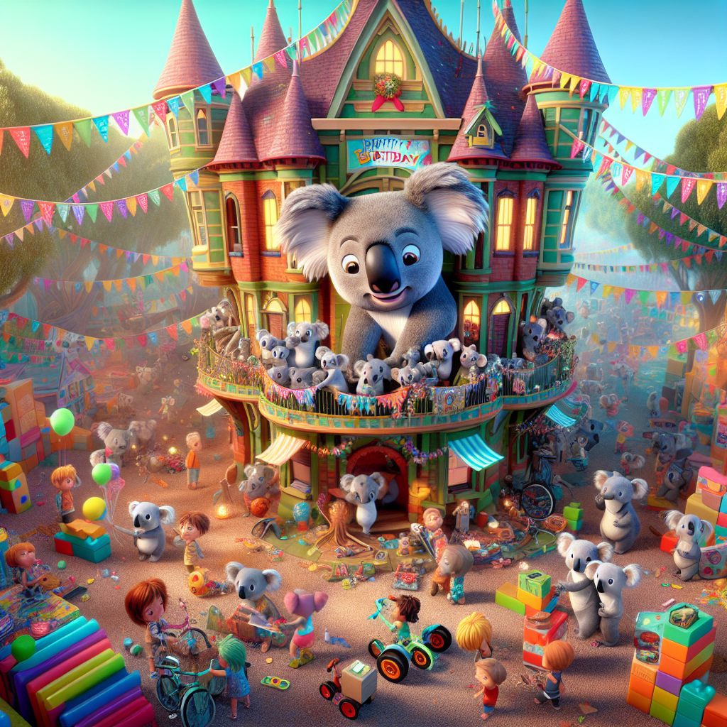 Imagine a lively, colourful, animated world where a tall, elaborate treehouse is festooned with birthday banners. Looking out from the treehouse windows, playful koalas can be seen peeking out. Below the treehouse, a group of children from various descents, boys and girls, are involved in a rhythm-based dance-off that has no affiliation with any particular game or franchise. Adjacent to this dance-off is a play area littered with building blocks of all shapes and sizes, filled with joyful horses and children of varied descents and genders, busily decorating their bikes with bursts of vibrant tie-dye.
Generated with these themes: Fortnite , Horses, Lego, Bikes, Tie dye, Koalas, and Treehouses.
Made with ❤️ by AI.