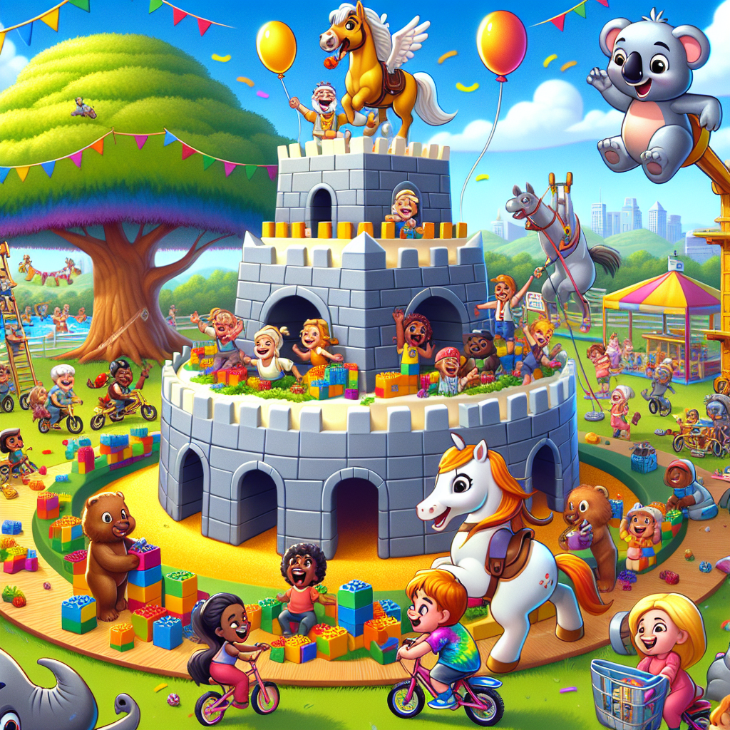 Imagine a jovial cartoon celebration scene unfolding with a cake shaped like a fort at the epicenter. The cake is aesthetically designed to fit into a game-themed celebration. Around it, we see exuberant cartoon horses having fun, as well as miniature structures built with block toys. There are kids with different ethnicities - Caucasian, Hispanic, Black, Middle-Eastern, and South Asian - happily riding bicycles decked out in vibrant tie-dye prints. Meanwhile, cartoon koalas cling to the branches of a massive treehouse in the backdrop. This treehouse is further embellished with colorful balloons and streamers, adding to the festive atmosphere.
Generated with these themes: Fortnite , Horses, Lego, Bikes, Tie dye, Koalas, and Treehouses.
Made with ❤️ by AI.