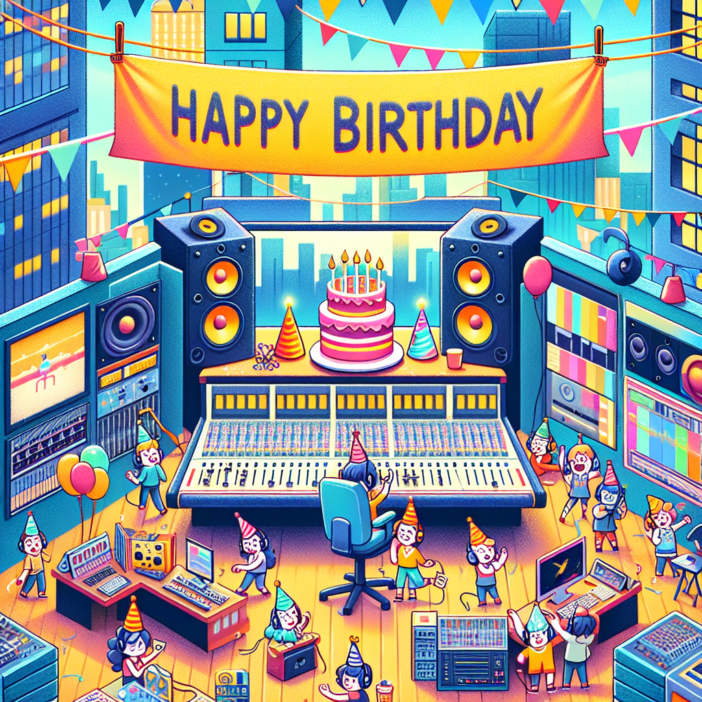 Audio post production, media city, tv Birthday Card