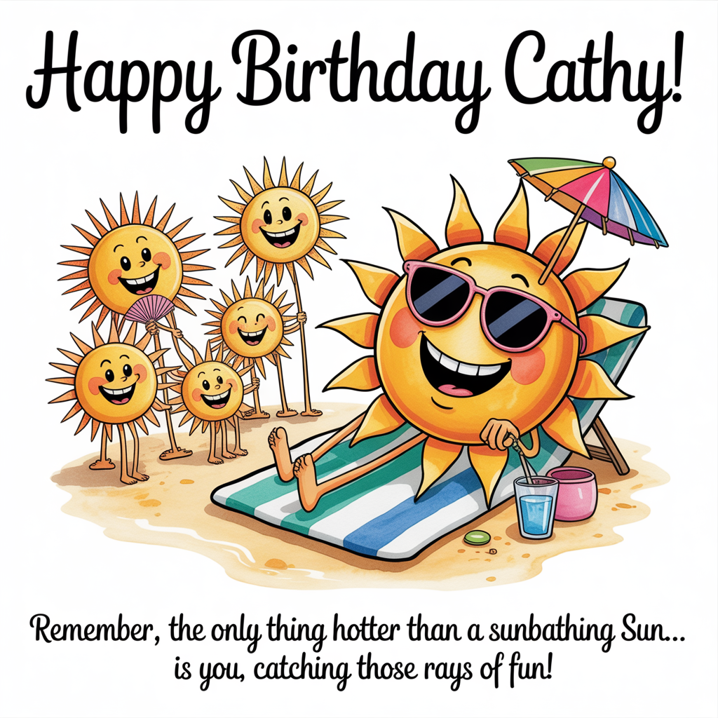 Sunbathing the sun signing family, and Birthday Card