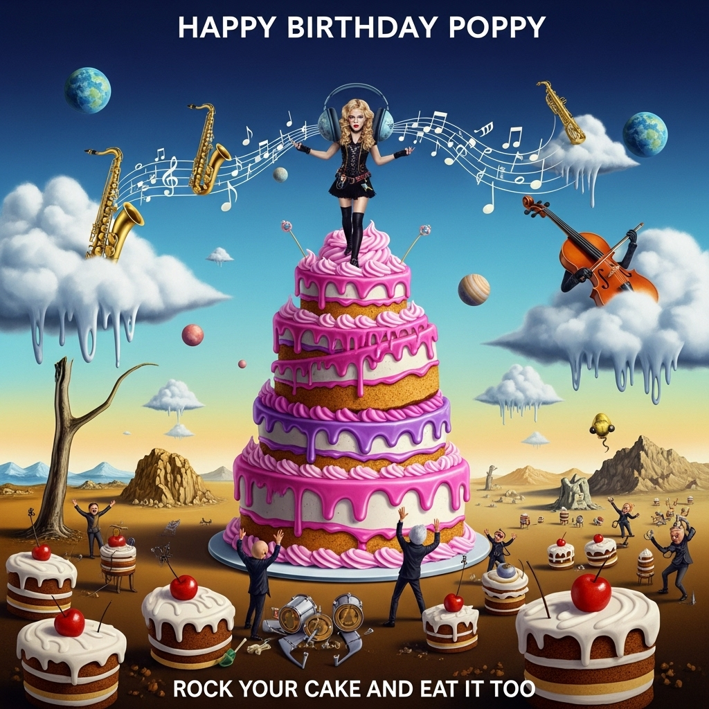 Madonna, Music, Cake, and Birthday Card