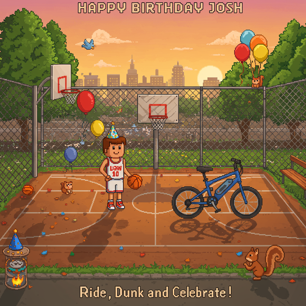 Basketball and e bike, and Birthday Card