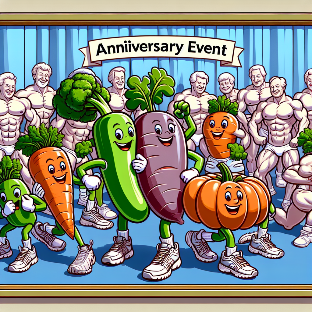 Envision a delightful cartoon scene commemorating an anniversary event. The focal point is a collection of lively animated vegetables, wearing trainers and sports socks, playfully participating in a range of athletic pursuits. In the backdrop, mildly exaggerated muscle-bound figures are subtly scattered, with strategically placed objects ensuring modesty. These characters contribute an amusing spin to the scenario, emphasizing its eccentric and cheerful character.
Generated with these themes: Vegetables, Trainers, Sports Socks, Feet, and Naked men .
Made with ❤️ by AI.
