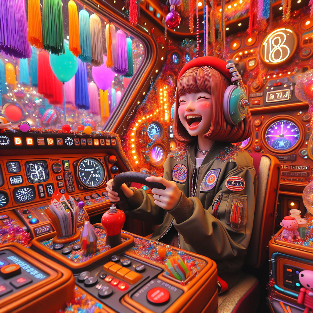 Depict a vibrant, festive scene in rich hues wherein an 18-year-old East Asian girl wears a look of euphoria while occupying the pilot's seat in a distinctive, charming cockpit. The console and dashboard encapsulating her exhibit elements reminiscent of a birthday celebration such as inflated balloons, tassel-like streamers, and sprinkled confetti. This scene radiates a celebratory ambiance apt for a birthday festivity, augmented by the adorable, cartoon-inspired aesthetics marinating the grinning girl, geared up for her birthday expedition.
Generated with these themes: 18 year old girl in place cockpit sitting in pilots seat smiling.
Made with ❤️ by AI.