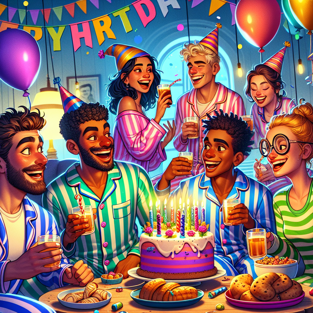 Drinking, Friends, and Pyjamas Birthday Card