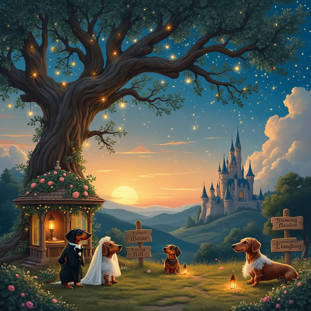 Disney, Sausage dogs, Sunsets, and Stars Wedding Card