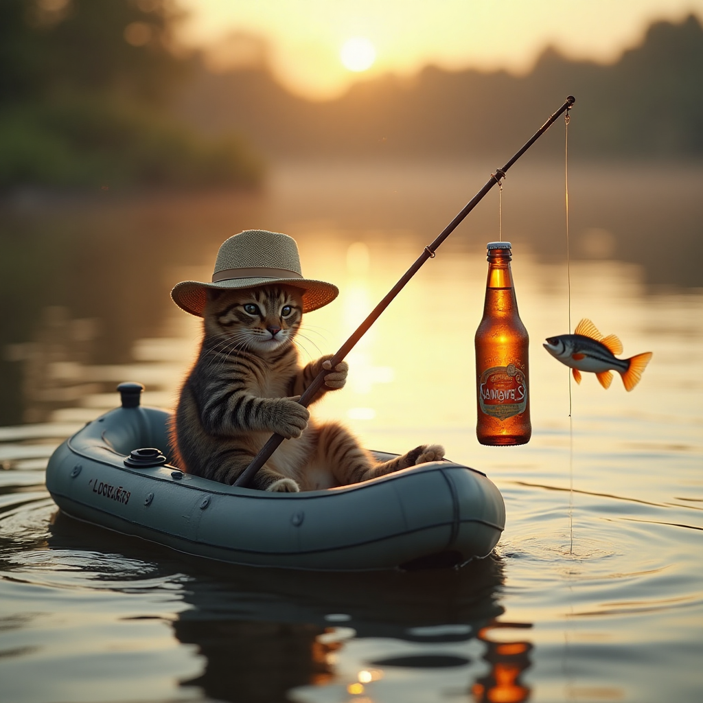 Fishing, Cats, Beer, and Birthday Card