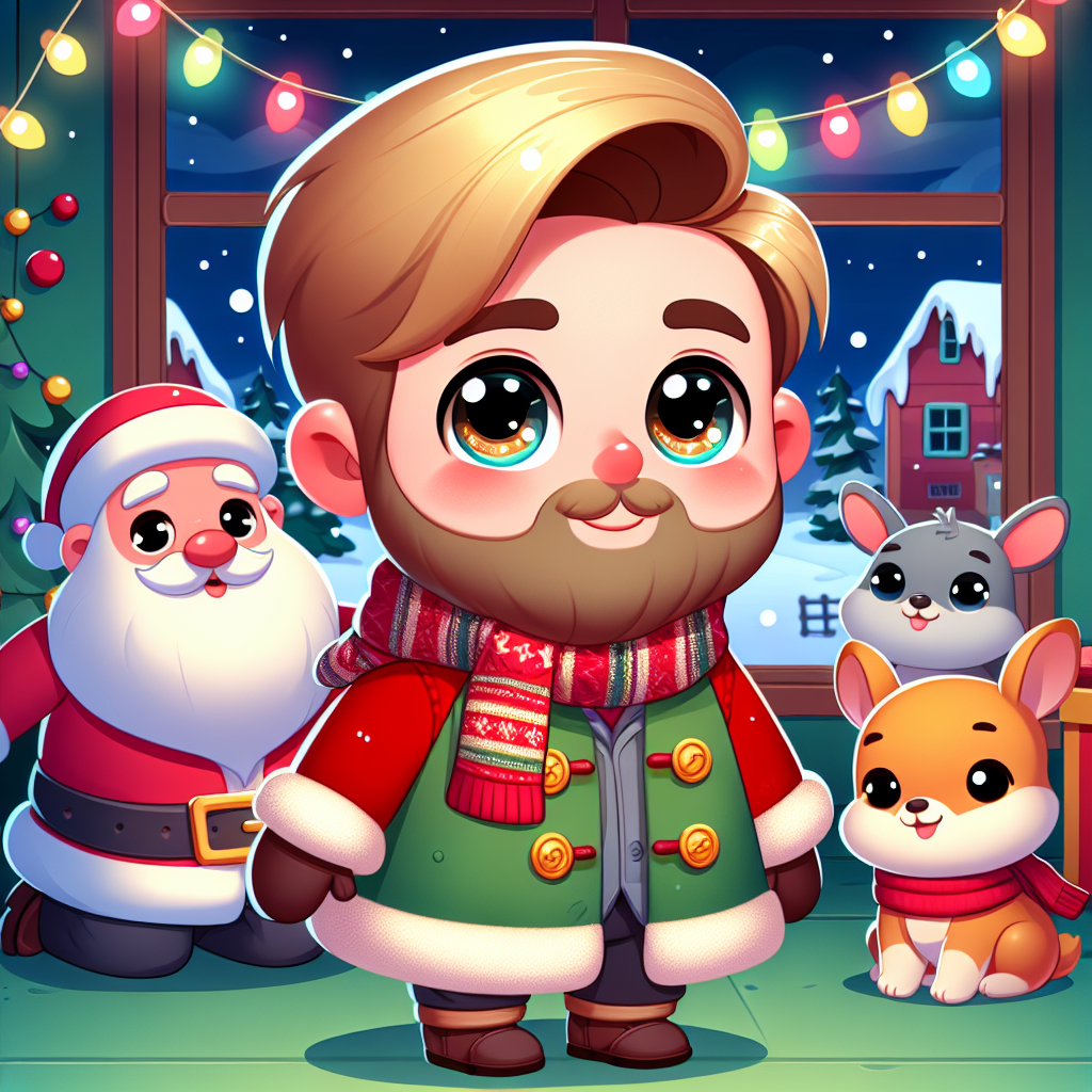 A delightful cartoon scene captures the essence of Christmas with a cute, animated character donning a festive coat. The cartoon figure resembles a person, bringing to life the holiday joy with bright, twinkling eyes that add to the merry atmosphere. Unfortunately, an image of an animal was expected, so this merry person stands alone in the seasonal setting.
.
Made with ❤️ by AI.