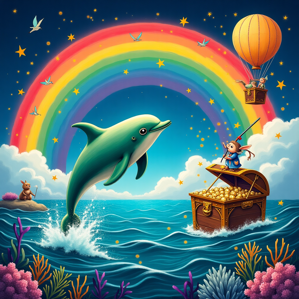 Duolingo dolphin and rainbow Congratulations Card