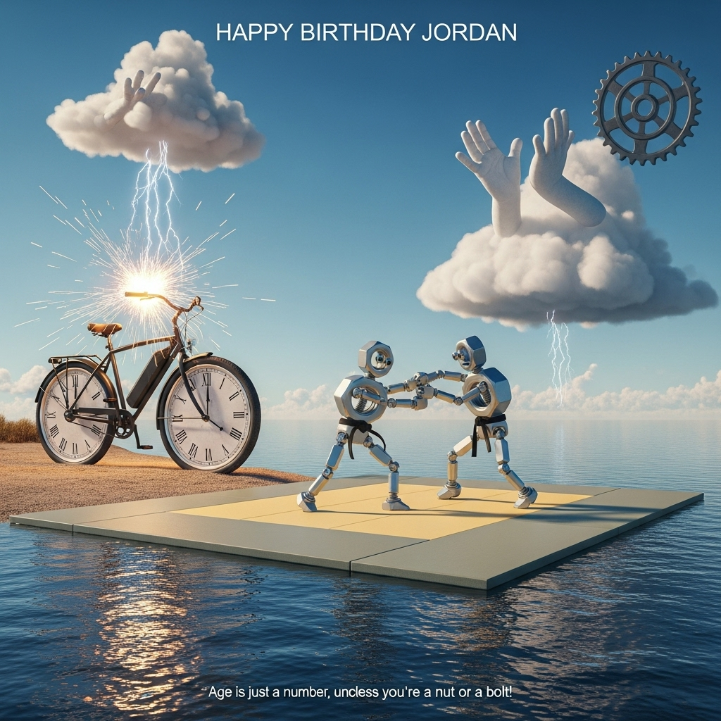 Judo, nuts and bolts, electric bike, and Birthday Card